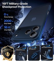iPhone 17 Pro Case – Military Grade Shockproof, Ultra Slim, Matte Blue