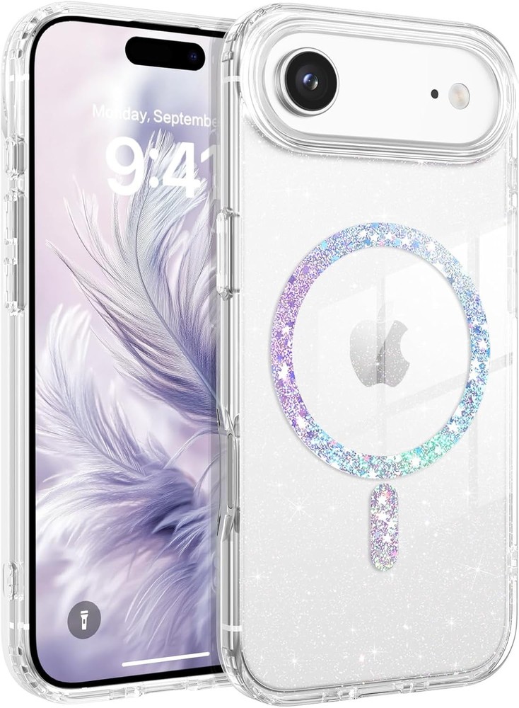 Magnetic Clear Crystal Glitter Bling iPhone 17 Air 6.5&Prime; Shockproof Cute Case