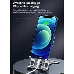 QiBok Aluminum Alloy Foldable Phone Stand, Portable Cell Stand for Grey