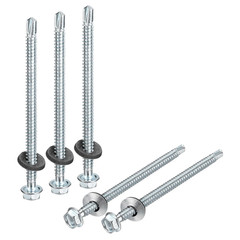 #14 X 4 Self Drilling Screws with Rubber Washer, 25Pcs Zinc Plated Steel Roofing