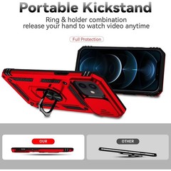 iPhone 12/13 Mini Case with HD Screen Protector & Slide Camera Cover & Kickstand