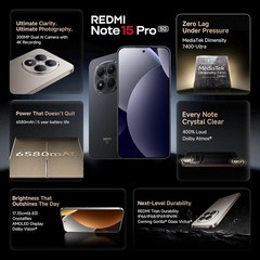 REDMI Note 15 Pro+ 5G (Black,12GB+256GB) Esim Snapdragon 7s Gen 4 Global Version