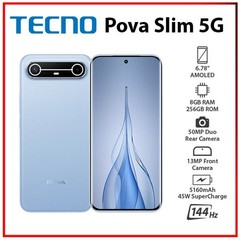 NEW TECNO Pova Slim 8GB+256GB BLUE Octa Core Unlocked Android Cell Phone