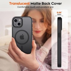 Magnetic for iPhone 15 Case & iPhone 14 Case, Translucent Matte Shockproof Cover