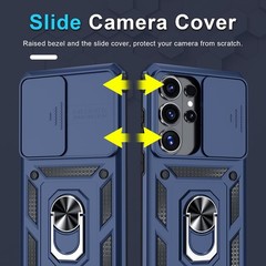 Heavy Duty Blue Case for Samsung Galaxy S26 Ultra with Slide Camera Cover & Kick