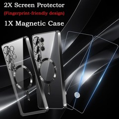 Luxury Metallic Orange Titanium Case for Samsung Galaxy S26 Ultra + 2 Screen Pro