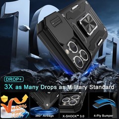 Case for iPhone 16 Pro Max with Slide Camera Cover and Screen Protector, Black