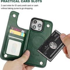 iPhone 16 Pro Max Wallet Case with Card Holder, PU Leather Kickstand RFID Blocki