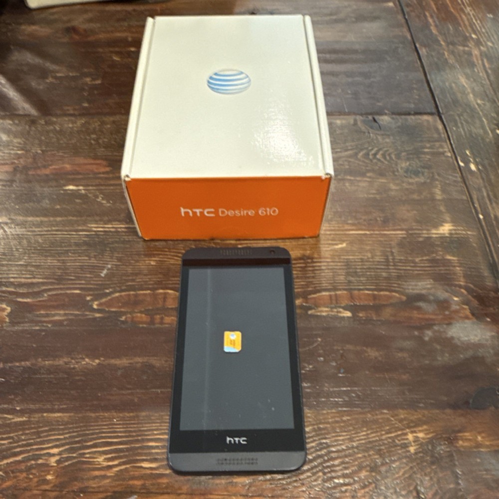 HTC Desire 610 Black AT&T Touchscreen Smartphone Built-In Rear Camera with Box