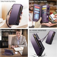 Samsung Galaxy S22 Ultra Case Wallet with RFID Blocking Card Holder, Purple