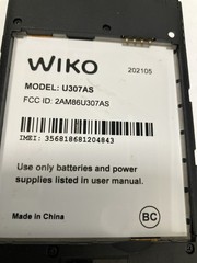 Wiko U307AS – Black Smartphone-for parts only-device only(read)