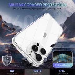 Crystal Clear for iPhone 14 Pro Max case, Anti-Yellowing, Shockproof Slim Clear