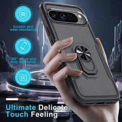 Heavy Duty Black Matte Case for Google Pixel 10 Pro XL with Kickstand & Protecto