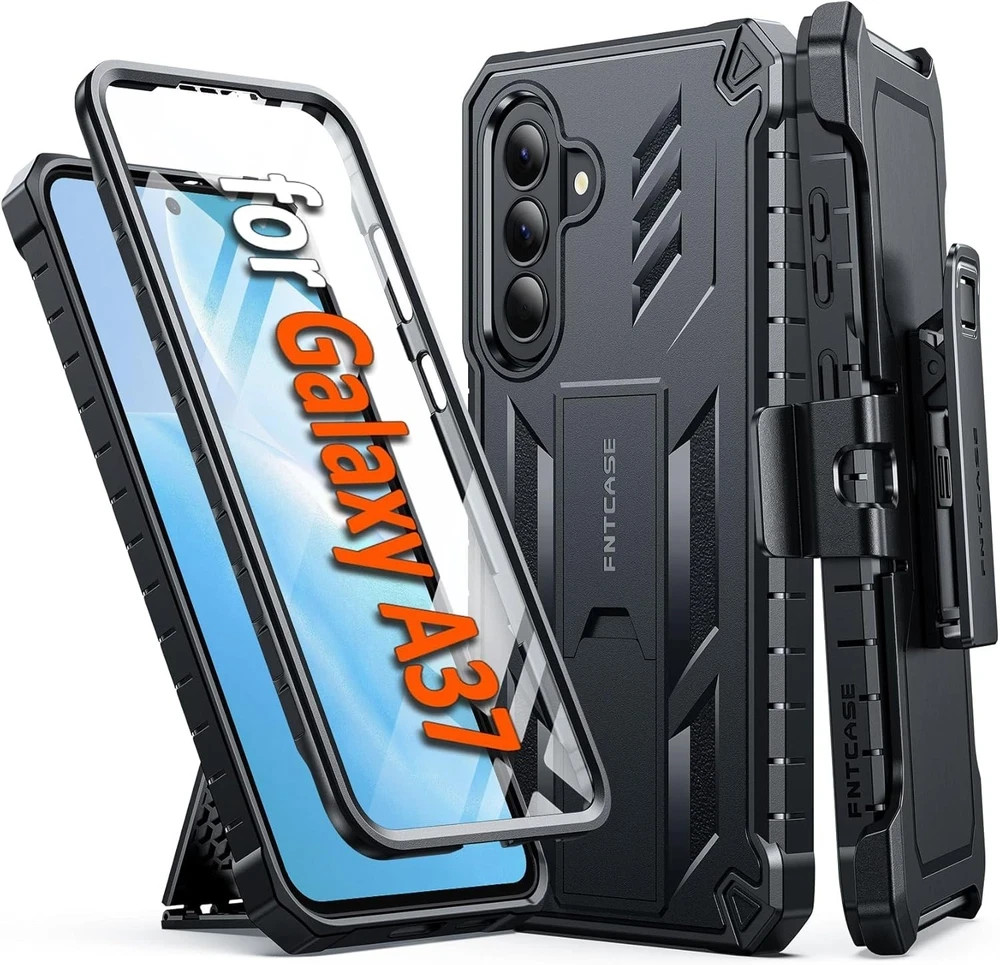 Samsung Galaxy A37 Case with Belt-Clip Holster, Kickstand, and Screen Protector