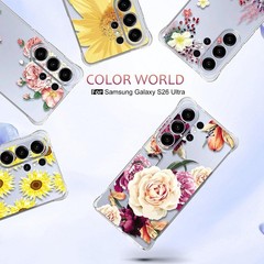 Samsung Galaxy S26 Ultra Case: Women Girls Flower Floral Flexible TPU Rubber Cov