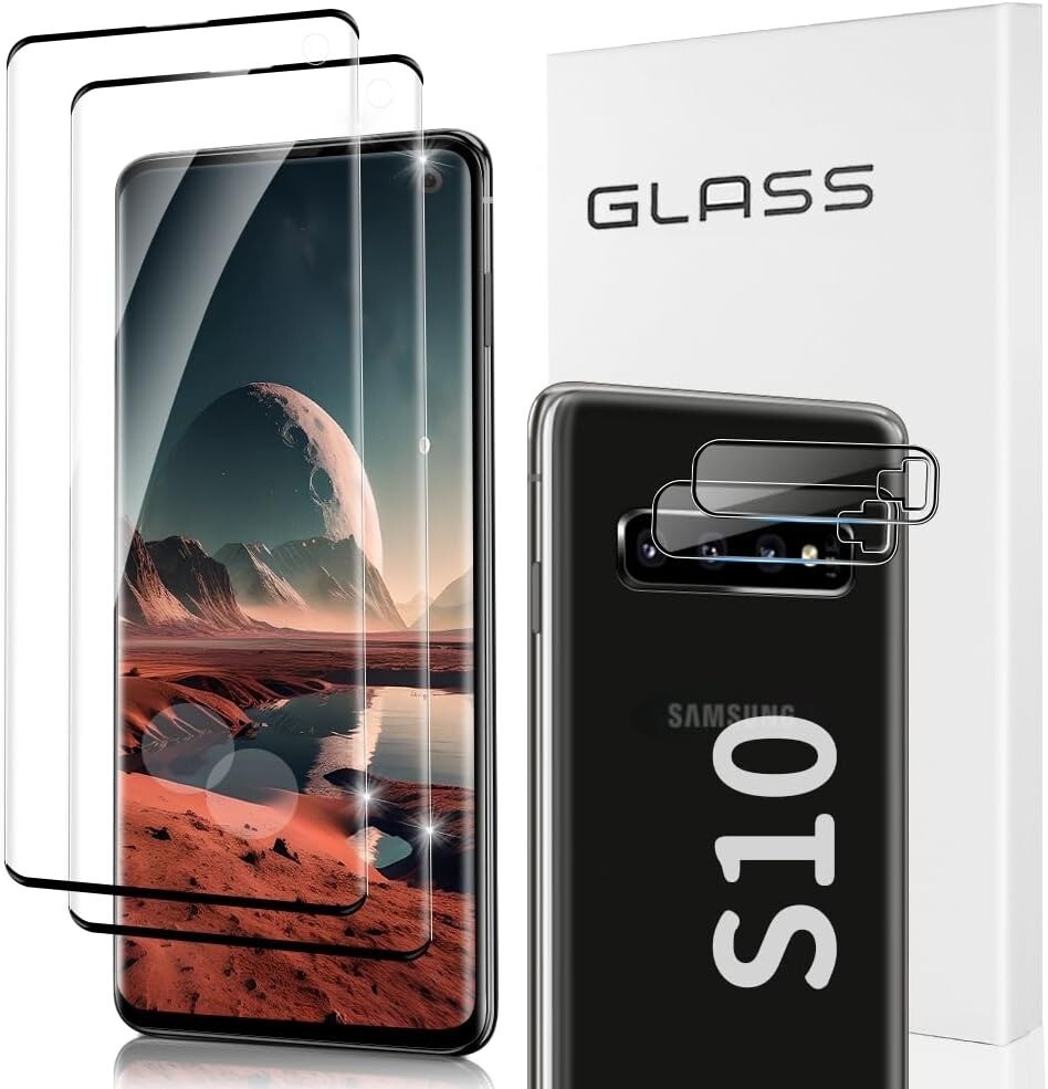 2+2 Pack for Samsung Galaxy S10 Protective Film, Tempered Glass for Camera Lens