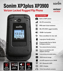 Sonim XP3 Plus XP3900 Verizon 4G LTE 16GB Ultra Rugged Flip Phone