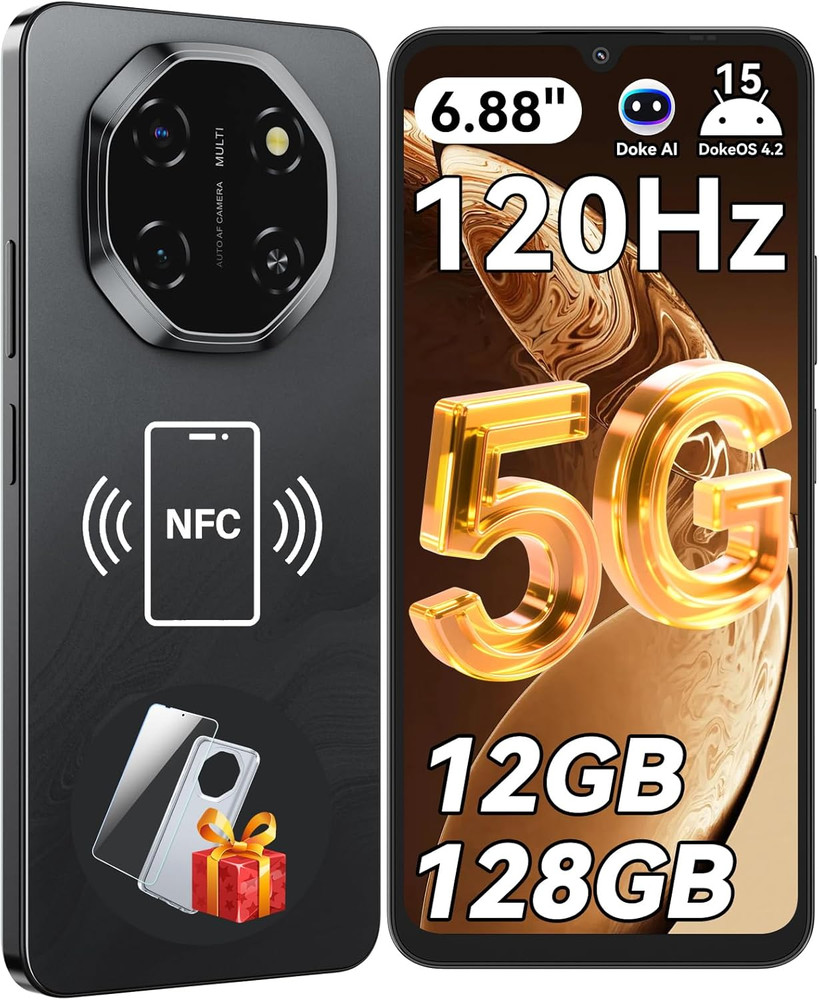 Shark 6 Unlocked 5G Android Phone, 6.88&Prime; Display, 12GB RAM, 128GB Storage, Black