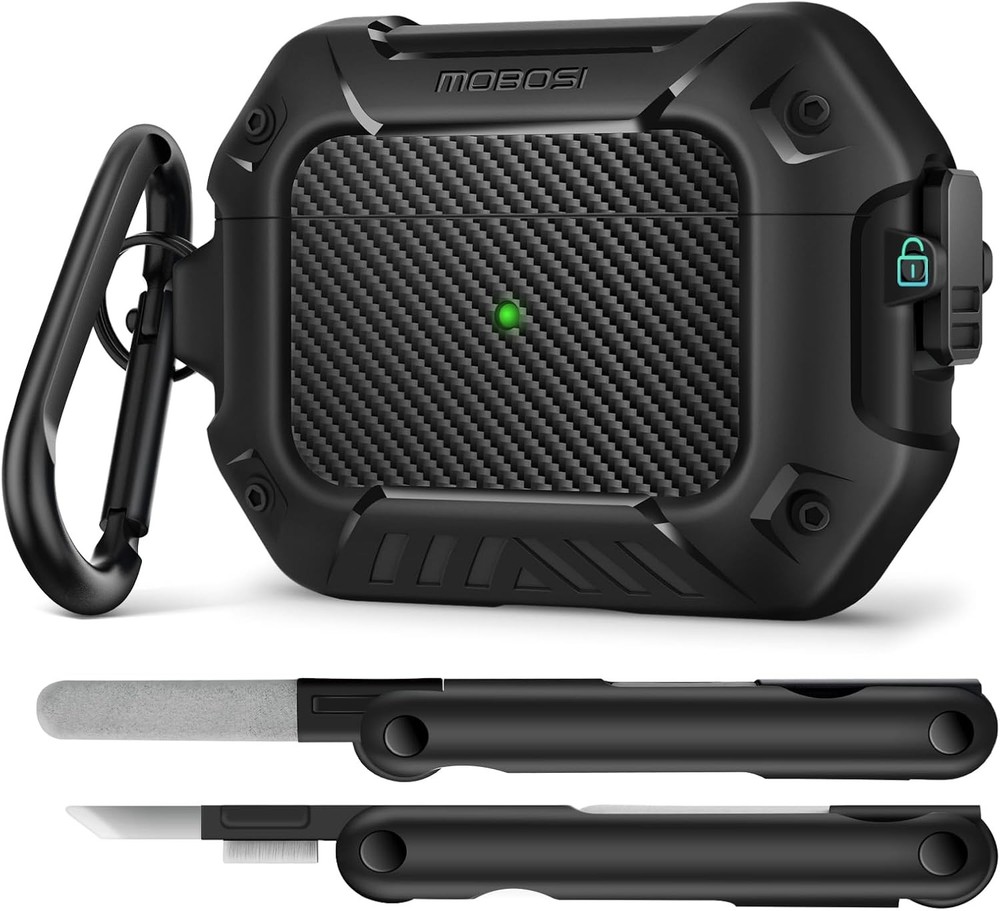 Shockproof Hard Shell Case for AirPods Pro 2, Compatible with 2nd Gen, Black