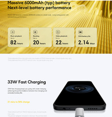 6.9&Prime; 50MP Al Dual Camera 6000mAh 33W Fast Charging 6GB+128GB SmartPhone