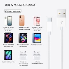 10FT USB-C Fast Charger for iPhone 15/16 Pro Max, iPad Pro 12.9/11