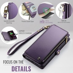 Samsung Galaxy S22 Ultra Case Wallet with RFID Blocking Card Holder, Purple