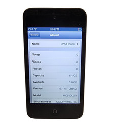 Apple iPod Touch 4th Gen 8GB Black (MC540LL/A) iOS 6.1.6 Wi-Fi MP3 Player