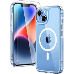 2 in 1 Magnetic iPhone 14 Case Clear with Screen Protectors, Military-Grade Drop