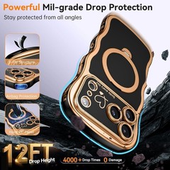 Magnetic for iPhone 17 Pro Max Case with 360° Rotatable Kickstand Ring, Black/Go