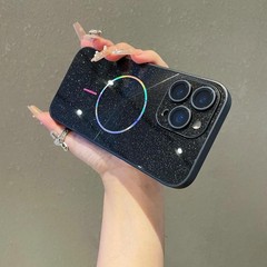 Slim Thin Glitter Black Magnetic Case for iPhone 13 Pro Max, Full Camera Protect