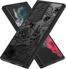 Cute Flowers Case for Samsung Galaxy S22 Ultra, Girly Rose Aesthetic Floral Prin