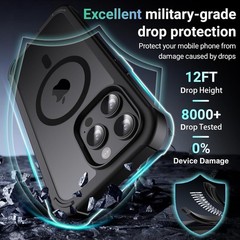 Magnetic for iPhone 15 Pro Max Case, Heavy Duty Protection, Shockproof Bumper