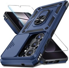 Heavy Duty Blue Case for Samsung Galaxy S26 Ultra with Slide Camera Cover & Kick