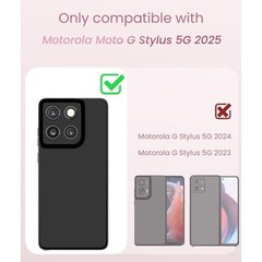 Moto G Stylus 5G 2025 Case with 2X Screen Protectors, Cute Girly Love-Heart Pink