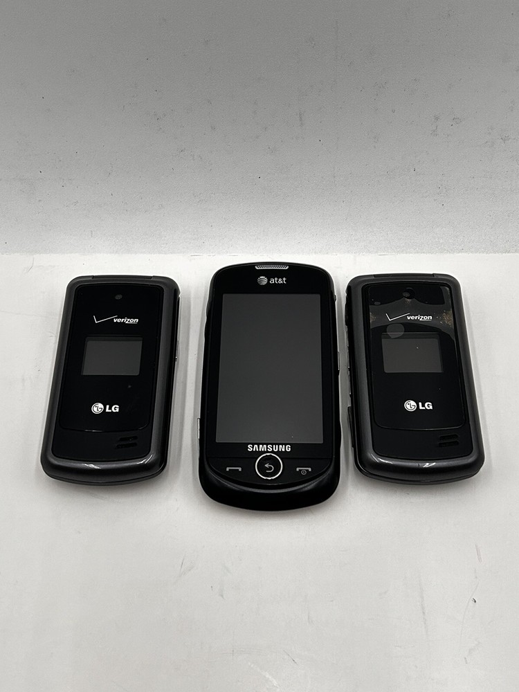Vintage Mixed Lot of 3 Cell Phones Untested Power up LG Samsung ATT Verizon Flip