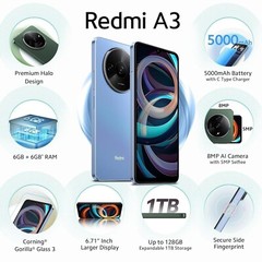 New Redmi A3 Factory Unlocked Dual SIM 90Hz Display 6GB RAM 128GB STORAGE