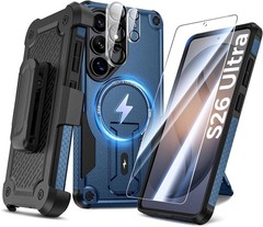 4-in-1 Samsung Galaxy S26 Ultra Case with Belt Clip Holster & Screen Protector