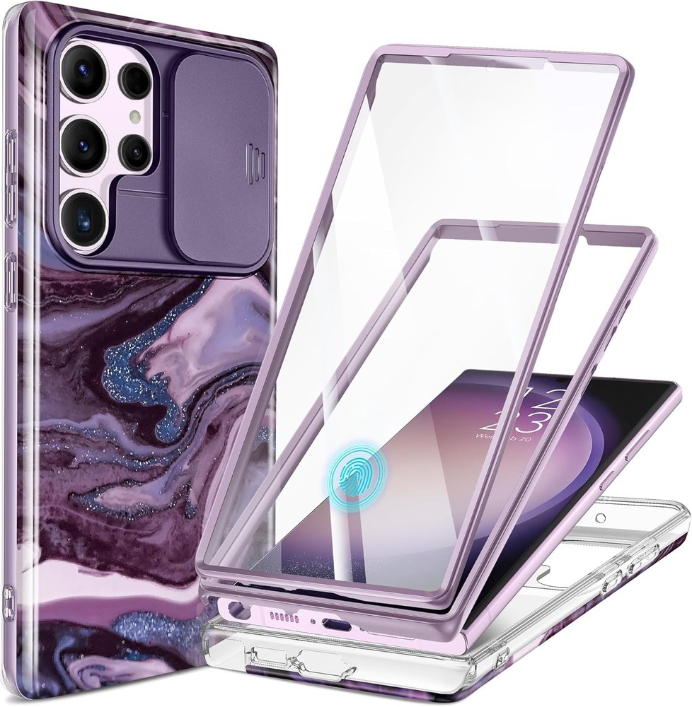 Samsung Galaxy S23 Ultra Case with Slide Camera Cover, Built-in Screen Protector