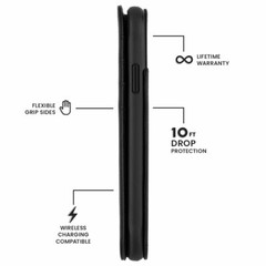 For Apple iPhone 11 Pro Max Wallet Case, Card Slots Full Leather Cover Black