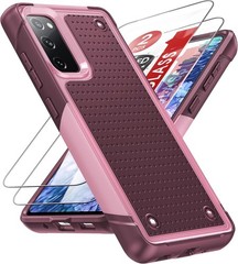 Red Pink Heavy Duty Case for Samsung Galaxy S20 FE 5G + 2 Screen Protectors