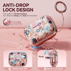 Cute Floral AirPods Pro 2 Case Cover with Lock – Hard Shell for 2nd Gen Pro