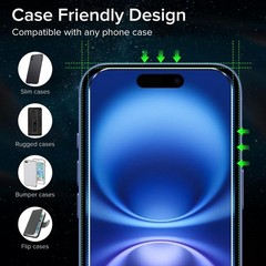 2 Pack of Anti-Scratch Screen Protectors for iPhone 16 & 15 6.1&Prime; – Case Friendly