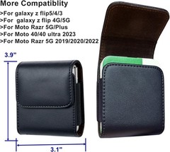 Galaxy Z Flip 7/6/5/4/3 Belt Phone Holster, 360 Rotating Leather Pouch Case