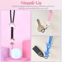 4Pcs Adjustable Nylon Wristlet Lanyards Phone Charm Wrist Strap with Cute Cartoo