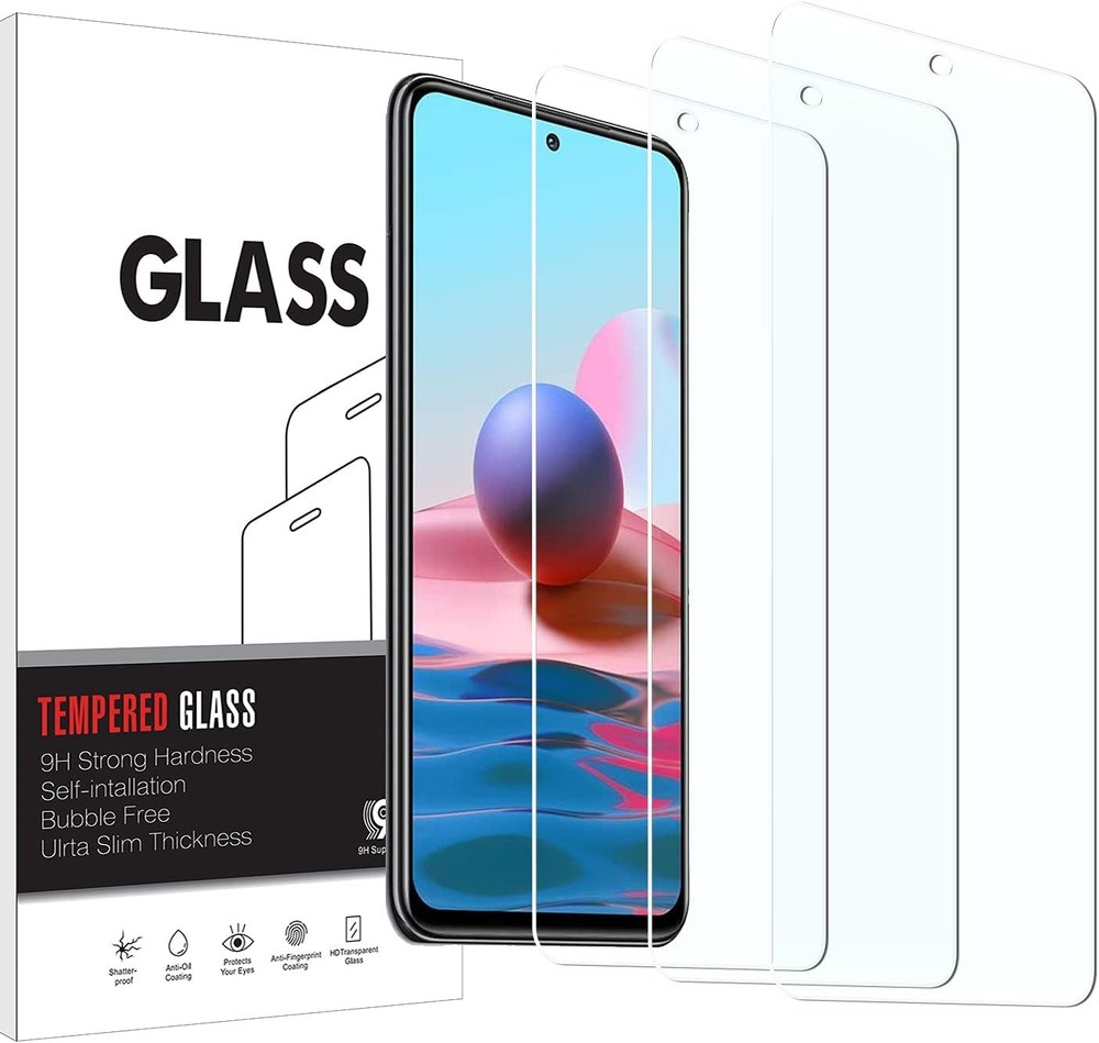 3PCS Screen Protector for Xiaomi Redmi Note 10/10s 6.43 Inch HD Anti-Scratch Tem