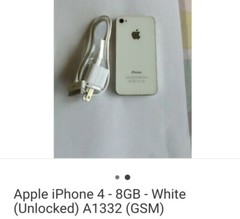 Apple iPhone 4 – 8GB – White (Unlocked) A1387 (CDMA + GSM)