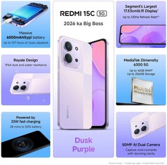 REDMI 15C 5G Factory Unlocked 4GB 128GB MediaTek Dimensity 6300 Global Version