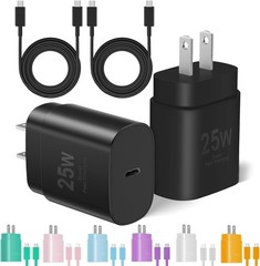 25W USB-C Fast Charger Block 2-Pack with 10FT & 6FT Cables for iPhone/Galaxy S25