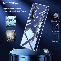 QiiStar Clear Samsung Galaxy Z Fold 7 Case, Shockproof Full Cover with S-Pen Slo