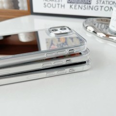 Mirror Case for iPhone 15 Pro Max, Cute Glossy Hard Back + Clear Soft TPU Bumper